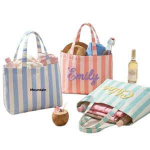 Sac fourre-tout décontracté personnalisé unique en polyester rayé à motif carré vertical, sac à main, sac à bandoulière élégant et léger pour le quotidien - Product Image 5