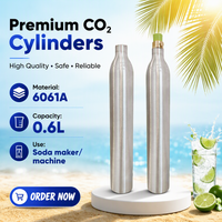 Cylindre de CO2 en aluminium VS 0,6 L pour machine à eau gazeuse/soda 60 L