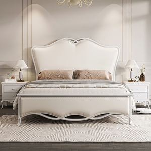 Lit en bois massif de chêne américain, style classique et moderne, confortable, meubles de chambre à coucher - Product Image 5