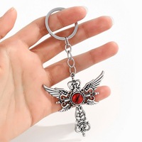 Porte-clés Ailes, Croix et Oeil Turc en Métal Gothique, Breloque pour Sac à Main, Cadeau Créatif pour Femmes et Filles