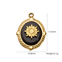 Pendentif DIY vintage français en acier inoxydable, pierre naturelle, acier titane, or de four, accessoires de bijoux inaltérables, vente en gros