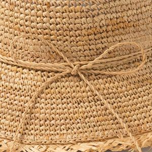 New Summer Fisherman <b>Hat</b> Crochet Raffia Grass Small Rough Straw Beach <b>Hat</b> with Bow String - Product Image 6
