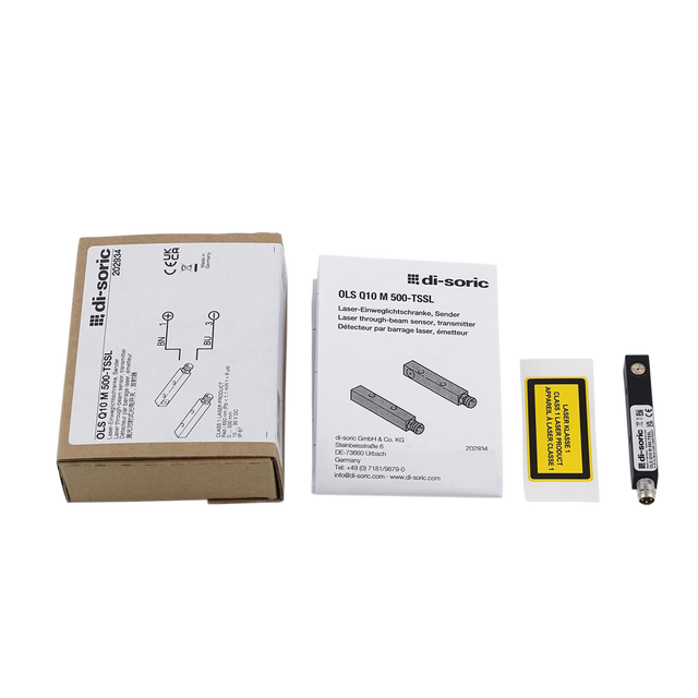 Di-soric OLS Q10 M 500-TSSL Laser Through-beam Transmitter 0~500mm Miniature M8 3-pin Angled Female IP67 Laser Emitter