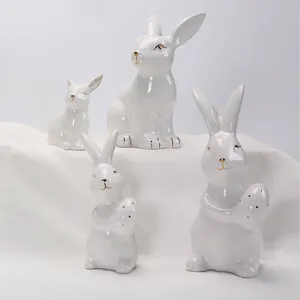 Easter Bunny decorazioni primaverili per la casa Figurine coniglietto in ceramica conigli Figurine