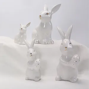 Phục sinh Bunny trang trí mùa xuân trang trí nội thất Bunny bức tượng nhỏ Gốm Thỏ bức tượng