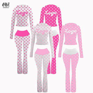 Set per Ragazze Alte <span class=keywords><strong>2026</strong></span> Best-seller Y2k Pantaloni Sportivi Rossi a Pois con Felpa con Foro per il Pollice Set Due Pezzi Abbigliamento Donna Produttori - Product Image 2