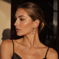 Boucles d'oreilles pendantes Gemnel en argent 925 de haute qualité, design double anneau, pierres CZ multiformes brillantes en forme de U