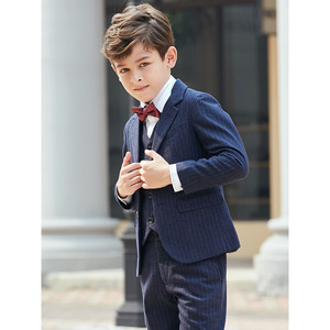 Personalizzazione di alta qualità abbigliamento abbinato abito da sposa da sposo da uomo Plaid blu Navy padre figlio abiti - Product Image 2