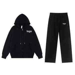 Set Hoodie dan Celana Olahraga Polos Custom 320G Katun Poliester untuk Pria - Product Image 2