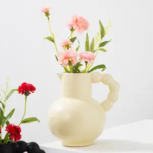 French Handle Vase And Milk Pot Ceramic Flower Ornaments For Living Room Decoration Ins Wind Style