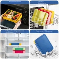Boîte à bento durable résistante aux chutes, compartimentée, avec quatre verrous de scellage, antidérapante, réfrigérable, pour la préparation des repas, pour étudiants et adultes