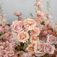 Bunga persik dekorasi panggung pernikahan, buket bunga lantai dekorasi pernikahan warna persik pink 70cm