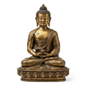Statue de <span class=keywords><strong>Bouddha</strong></span> en bronze faite à la main par une usine OEM, décoration spirituelle zen pour la maison, sculpture bouddhiste en métal doré antique - Product Image 1