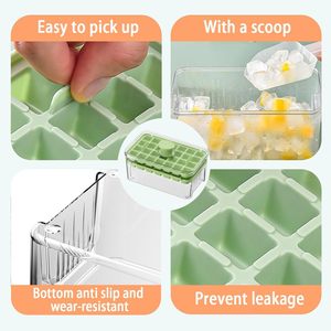 Eco-FriendlyIce Cube Tray, Ice Tray with <b>Lid</b> and <b>Bin</b> and Ice Scoop, Ice Cube Pop Out Tray - Product Image 2