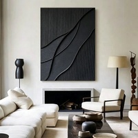 Peinture à l'huile sur toile texturée, grand format, moderne, peinte à la main, style Art déco, nature morte, décoration murale noire pour anniversaire