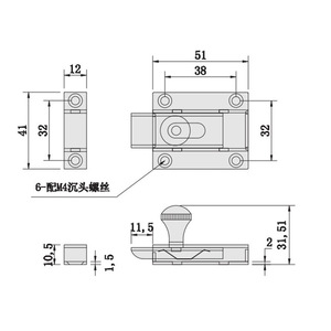 Cabinet Door <b>Bolt</b> With Round Handle 304 Stainless Steel <b>M4</b> Screw Industrial Design For Metal Furniture C-36S - Product Image 1