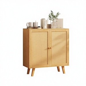 Buffet en bambou <span class=keywords><strong>Giantex</strong></span>, armoire de rangement avec portes et étagères, poignées en bois massif pour cuisine, salon, bar à café, entrée - Product Image 1