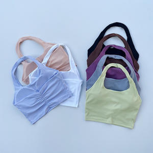 Tank Top Olahraga Pendek Wanita Berkerut Multi-warna Ramah Kulit Bernapas untuk Yoga Kebugaran Pakaian Dalam & Luar Kamisol - Product Image 2