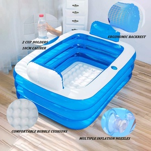 PVC <b>Inflatable</b> Swimming Pool with Backrest 63*47*23.5 Inch <b>Bath</b> Tub for Adults Outdoor Indoor Freestanding Foldable Spa Tub - Product Image 3