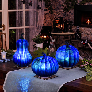 Đèn lồng nến <span class=keywords><strong>LED</strong></span> hình bí ngô thủy tinh mới về, khuyến mãi, có chức năng hẹn giờ, dùng trang trí ngoài trời Halloween - Product Image 3