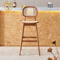 Chaise de restaurant en rotin tressé en bois massif, tabouret de bar, chaise haute de loisirs pour restaurant, vente en gros