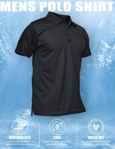 Polo de performance à séchage rapide pour hommes, chemises tactiques à motif solide, manches longues, maillot piqué anti-rides, maillot de golf Sh - Product Image 3