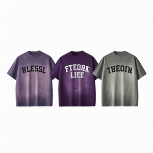 Camisetas Hip Hop de Algodón 100% de 280GSM con Logo Personalizado, Efecto Monkey Wash y Lavado Ácido Vintage, para Hombre, con Efecto Desgastado por el Sol y la Arena - Product Image 1