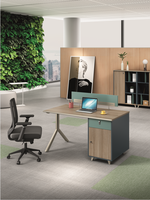 Bureau de travail moderne en bois avec étagère et poste de travail stable