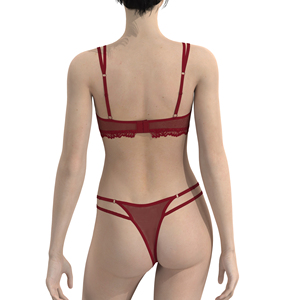 Nhà máy trực tiếp của phụ nữ hoa thêu áo ngực đặt đồ lót sexy liền mạch Push-up với ren trang trí bao gồm thongs quần lót - Product Image 4