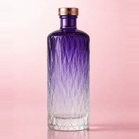 Bouteille à liqueur en verre facettée rose ombré avec bouchon métallique, emballage de luxe pour boissons, vente en gros, marque privée, logo personnalisé