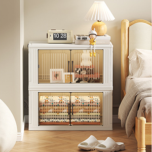 Многофункциональный двухъярусный складной шкаф из полипропилена, простая сборка, передвижной, для спальни/гостиной, для хранения игрушек - Product Image 4