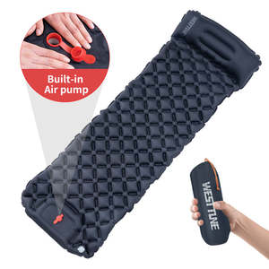 Matelas <span class=keywords><strong>de</strong></span> <span class=keywords><strong>couchage</strong></span> gonflable ultra léger en PVC avec oreiller intégré, motif hexagonal, pompe intégrée, imperméable - Product Image 2