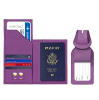 Ensemble de porte-cartes et passeport multifonction en similicuir de luxe, fermeture à double pli, blocage RFID, logo et couleur personnalisables