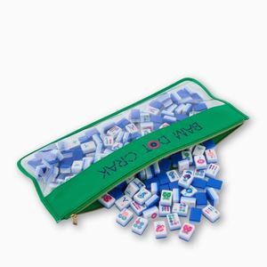 Custom Letter Pattern Royal Blue PVC Reusable Mahjong Storage Zipper Bag <b>Compact</b> Large Personalized Mahjong Carrying Pouch - Product Image 5