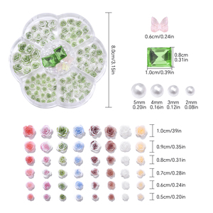 Accessoires de décoration pour ongles en résine plastique, motifs 3D, 7 grilles, breloques acryliques, papillons et fleurs, vente chaude - Product Image 2