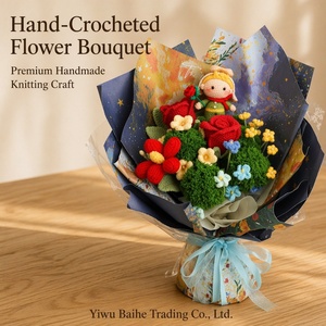 Bouquet Lavorato a Maglia del Piccolo Principe, Rose in Filato, Decorazione Floreale Romantica Fatta a Mano, Regalo di San Valentino <span class=keywords><strong>per</strong></span> <span class=keywords><strong>Lei</strong></span> dalla Cina - Product Image 3
