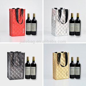 Personalizado metálico laminado no tejido <span class=keywords><strong>2</strong></span> botellas tomado bolsa de vino - Product Image 5