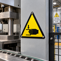 Panneaux de signalisation triangulaires en aluminium personnalisés pour la sécurité des mains, résistants à l'eau et à la rouille, équipement industriel, plaque d'avertissement avec logo