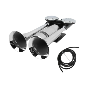 Bocina de aire de doble trompeta de 300DB para coches, barcos, altavoz de acero inoxidable, chapado en aleación de Zinc, bocina de Gas súper eléctrica de 12V/24V CC - Product Image 1