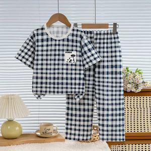 Nuovo set di abbigliamento per bambini: <span class=keywords><strong>pigiami</strong></span> per bambini con stampa a cartoni animati, <span class=keywords><strong>pigiami</strong></span> in cotone a maniche corte per ragazze, comodi - Product Image 3