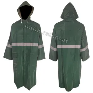 Chubasquero de poliéster PVC barato de fabricación profesional, venta al por mayor, ropa impermeable larga con capucha para adultos para exteriores