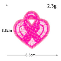 Applique thermocollante Bling Cœur Papillon Gnome, patch à sequins rose avec ruban de sensibilisation à la Hope pour chapeau, veste, sac à dos pour femme