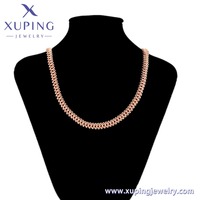 A00912456 Joyería XUPING, Collar de Cadena de Espiga Chapado en Oro Rosa sobre Cobre, 60CM