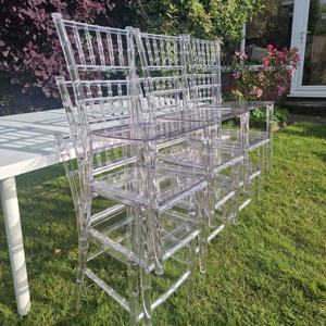 Venta al por mayor de alta calidad de silla de boda acrílica de cristal transparente diseñada de fábrica personalizada moderna - Product Image 1