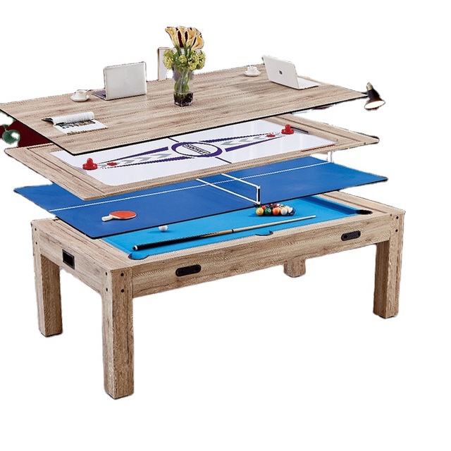 Low Moq Wholesale Multi Function Game Mdf Billiard Table 4 In 1 Pool Table 8 Feet With Dinning Top
