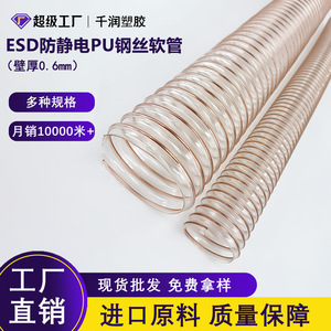 Qianrun Rubber Plastic Antistatic Vacuum Cleaner Hose Flexible Pu Steel Wire Transparent Ventilation Exhaust Pipe Grade - Product Image 5