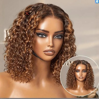 Perruque Lace Front Bestseller pour Femme, Cheveux Courts Bouclés Style Afro, Volumineuse, Naturelle, Polyvalente, Couvre-tête Complet, Noire, 12-16 Pouces DY300