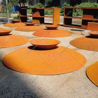 Brasero de jardin en acier Corten robuste, vintage, rond, pour brûler du bois
