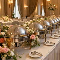 Ensemble de réchauds de luxe à couvercle roulant, chauffe-plats commerciaux en acier inoxydable pour buffet avec supports à combustible, équipement de restauration