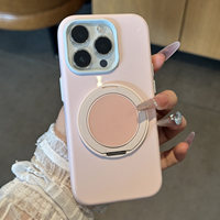 Coque Souple Gelée Anti-choc Macaron Bicolore avec Béquille Rotative à 360° pour Filles, Compatible iPhone 18 Pro Max 17 16 15 14 13